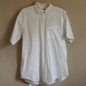 IZOD Golf Short Sleeve 1/4 Button White Shirt Sz M